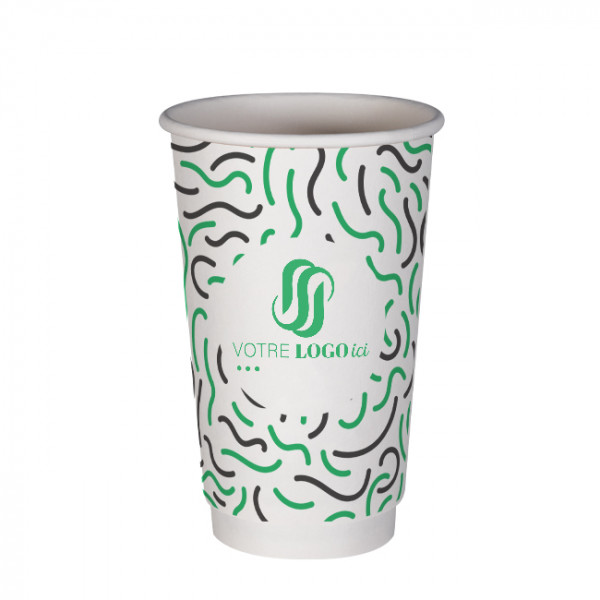 Gobelet 20 Oz 100% carton 0% plastique double paroi personnalisé - Impression 2 couleurs