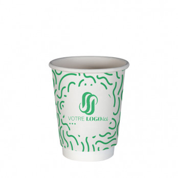 Gobelet 12 Oz 100% carton 0% plastique double paroi personnalisé - Impression jusqu'à 3 couleurs