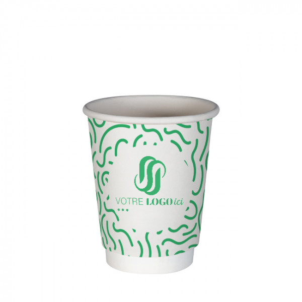 Gobelet 12 Oz 100% carton 0% plastique double paroi personnalisé - Impression 1 couleur