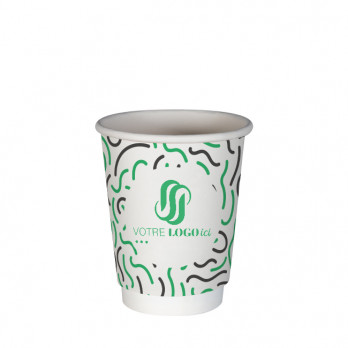 Gobelet 12 Oz 100% carton 0% plastique double paroi personnalisé - Impression jusqu'à 3 couleurs