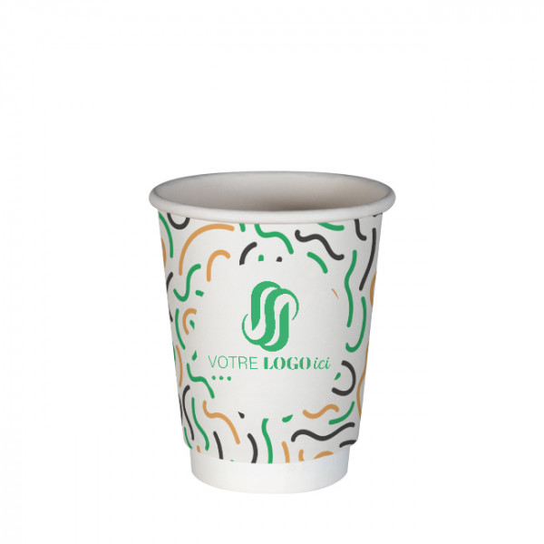 Gobelet 12 Oz 100% carton 0% plastique double paroi personnalisé - Impression 3 couleurs