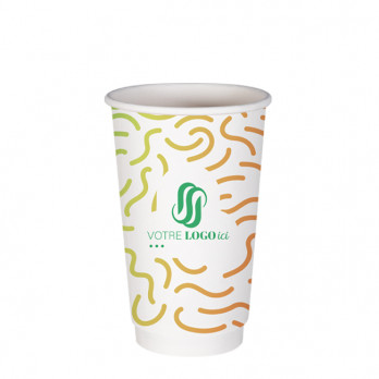 Gobelet 16 Oz en carton double paroi personnalisé - Impression couleurs illimitées