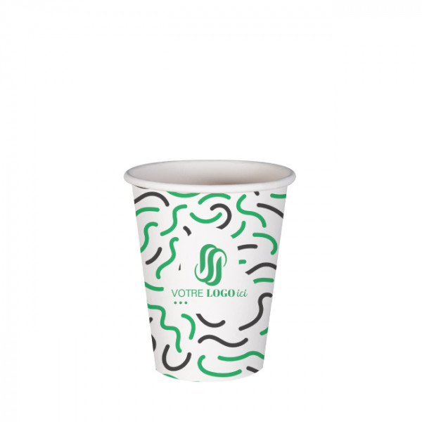 Gobelet 8 Oz 100% carton 0% plastique personnalisé - Impression jusqu'à 3 couleurs