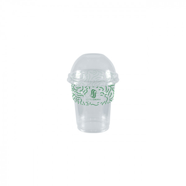 Gobelet à milkshake personnalisé en PET avec couvercle dôme 25 cL - Impression jusqu'à 4 couleurs