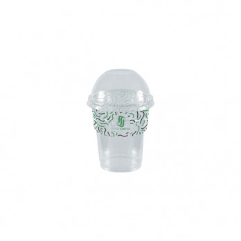 Pot alimentaire en plastique personnalisé 25 cL + couvercle dôme à trou - Impression jusqu'à 4 couleurs