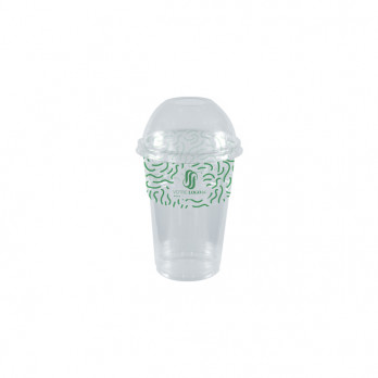 Pot alimentaire en plastique personnalisé 35 cL + couvercle dôme à trou - Impression jusqu'à 4 couleurs