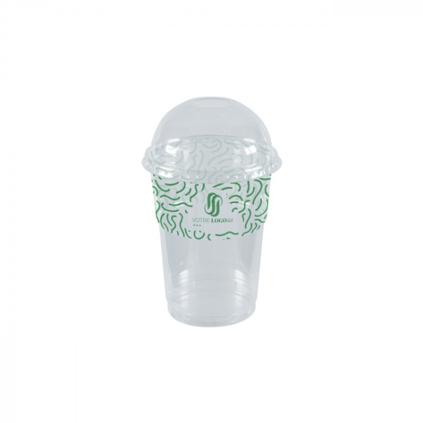 Gobelet à milkshake personnalisé en PET avec couvercle dôme 45 cL - Impression jusqu'à 4 couleurs