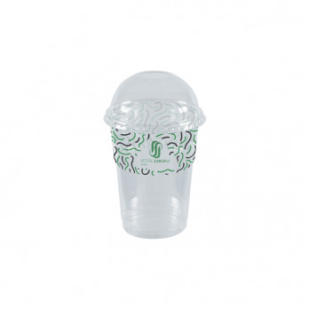 Pot alimentaire en plastique personnalisé 45 cL + couvercle dôme à trou - Impression jusqu'à 4 couleurs