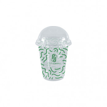Pot alimentaire en plastique personnalisé 55 cL + couvercle dôme à trou - Impression jusqu'à 4 couleurs