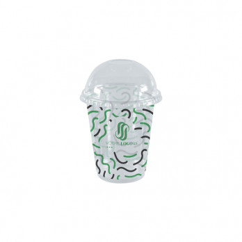 Pot alimentaire en plastique personnalisé 55 cL + couvercle dôme à trou - Impression jusqu'à 4 couleurs