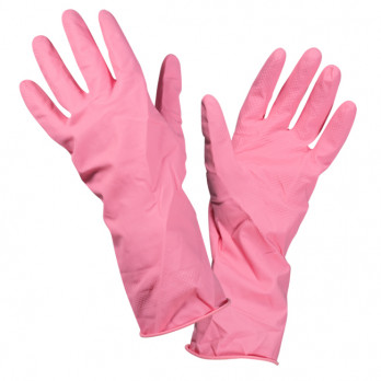 Paire de gants en latex naturel rose taille L