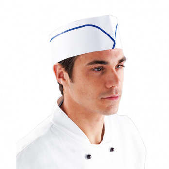 Calot blanc ajustable avec liseré bleu
