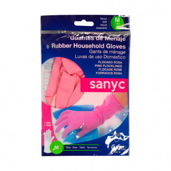 Paire de gants en latex naturel rose taille M