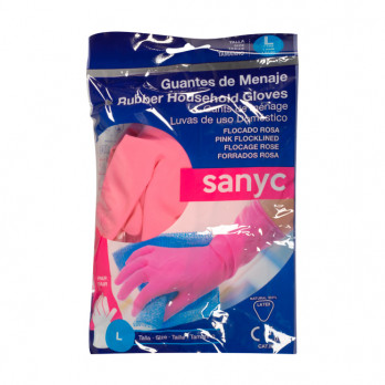 Paire de gants en latex naturel rose taille L