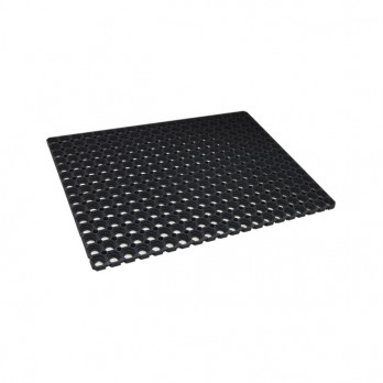 Tapis caillebotis caoutchouc noir - 50 x 80 cm