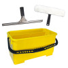 Kit vitrier complet avec seau, raclette et mouilleur pour vitres