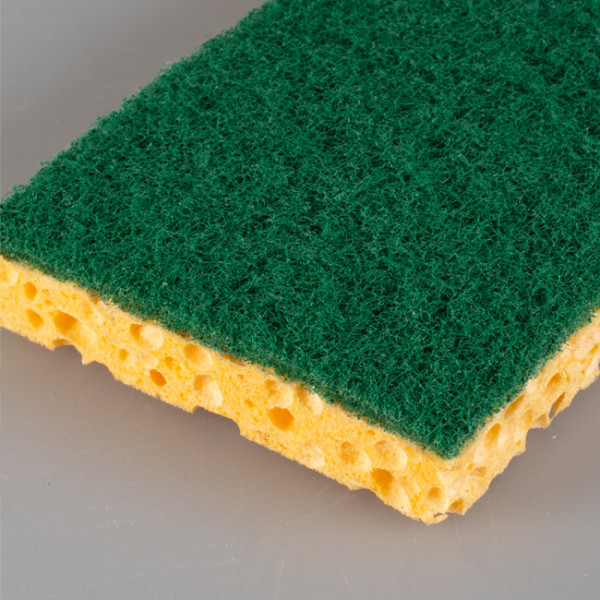 Grande éponge végétale mousse jaune et tampon abrasif vert thouy 21E005