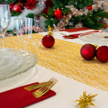 Chemin de table Glitter or en rouleau 0,30 x 5 m