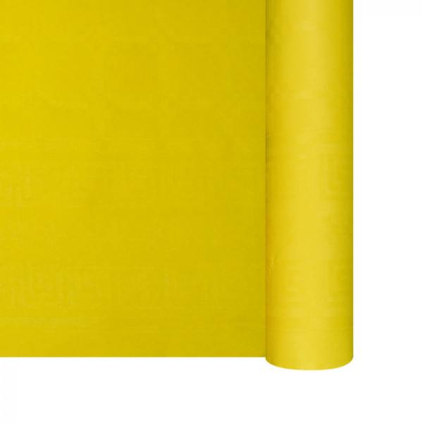 Nappe en papier damassé jaune en rouleau 1,18 x 25 m