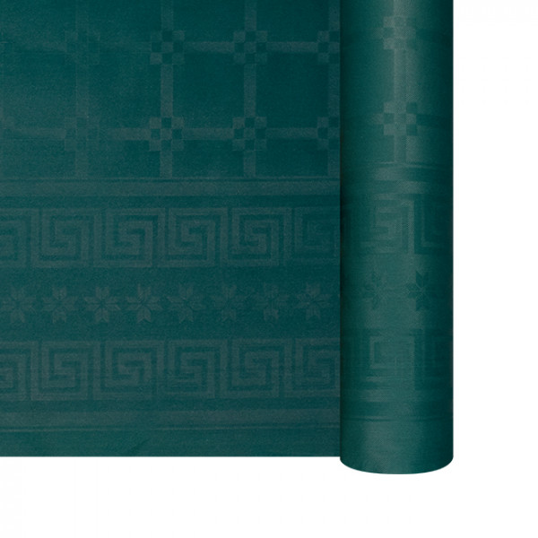 Nappe en papier damassé vert sapin en rouleau 1,18 x 25 m