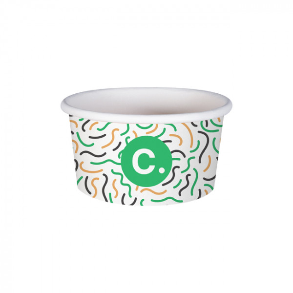 Pot à glace 6 Oz 100% carton 0% plastique personnalisé - Impression jusqu'à 4 couleurs