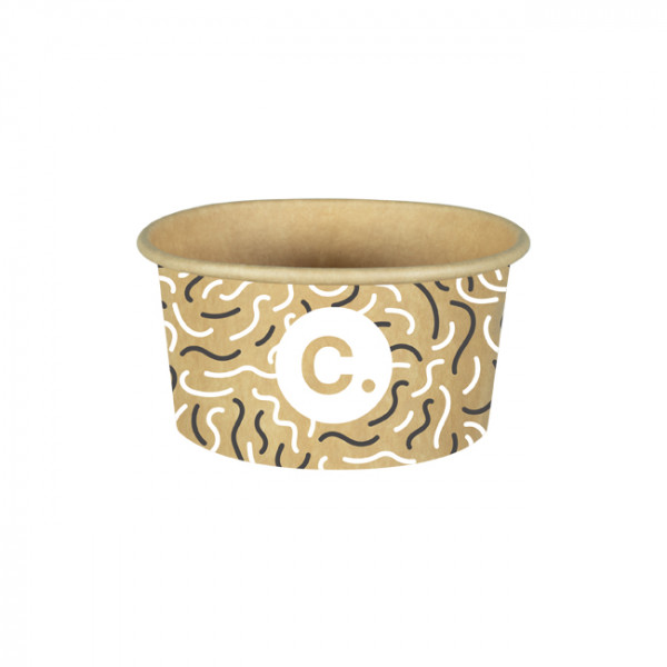 Pot à glace 6 Oz 100% carton 0% plastique personnalisé - Impression jusqu'à 4 couleurs