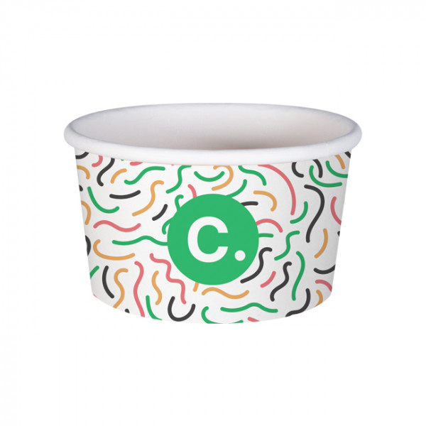 Pot à glace 8 Oz 100% carton 0% plastique personnalisé - Impression jusqu'à 4 couleurs