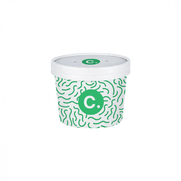 Pot à soupe personnalisé en carton avec couvercle 12 Oz - Impression jusqu'à 4 couleurs