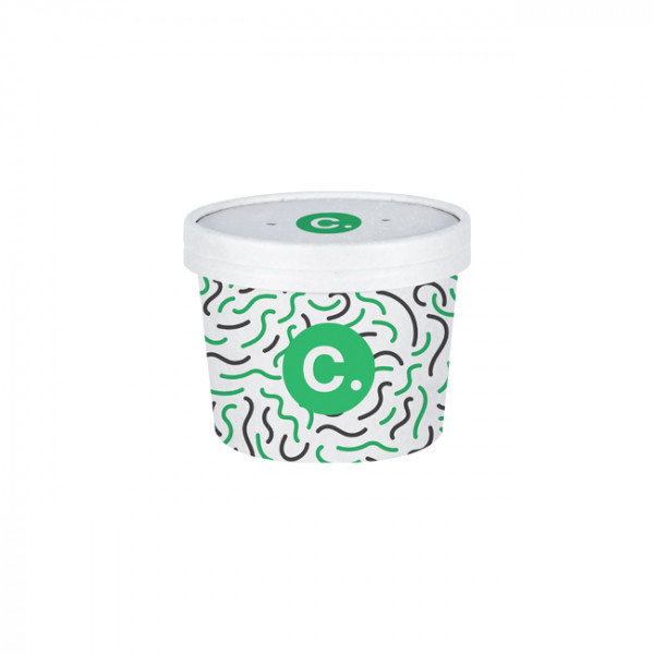 Pot à soupe personnalisé en carton avec couvercle 12 Oz - Impression jusqu'à 4 couleurs