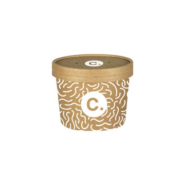 Pot à soupe personnalisé en carton avec couvercle 12 Oz - Impression jusqu'à 4 couleurs