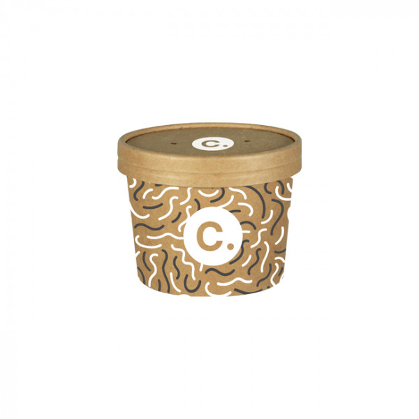 Pot à soupe personnalisé en carton avec couvercle 12 Oz - Impression jusqu'à 4 couleurs