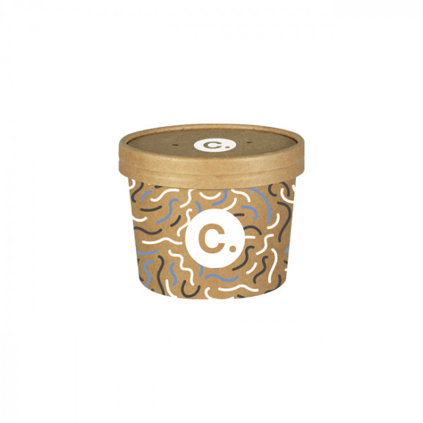 Pot à soupe personnalisé en carton avec couvercle 12 Oz - Impression jusqu'à 4 couleurs