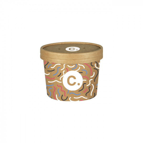 Pot à soupe personnalisé en carton avec couvercle 12 Oz - Impression jusqu'à 4 couleurs