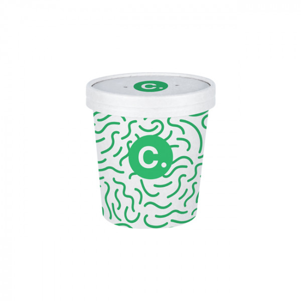 Pot à soupe personnalisé en carton avec couvercle 16 Oz - Impression jusqu'à 4 couleurs