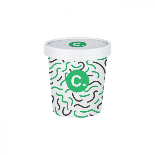 Pot à soupe personnalisé en carton avec couvercle 16 Oz - Impression jusqu'à 4 couleurs
