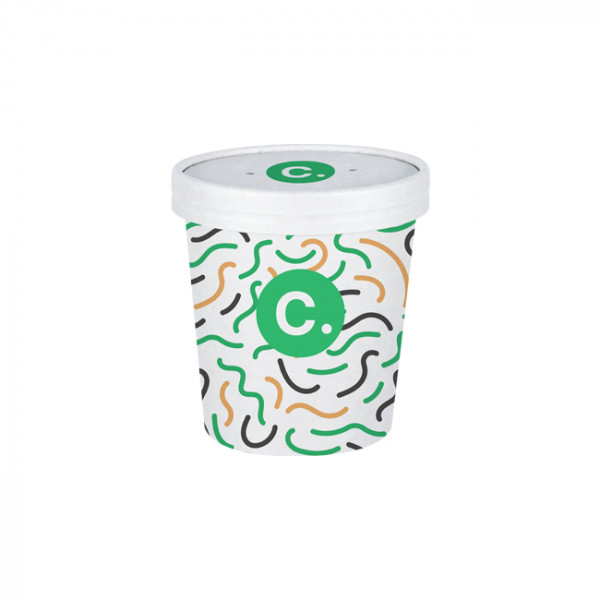 Pot à soupe personnalisé en carton avec couvercle 16 Oz - Impression jusqu'à 4 couleurs