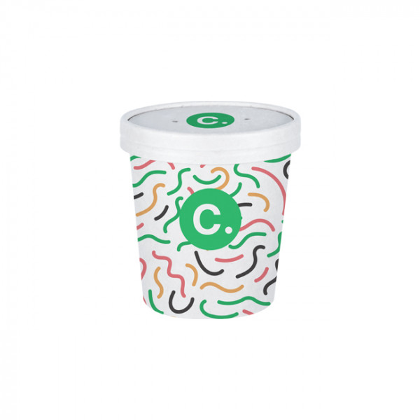 Pot à soupe personnalisé en carton avec couvercle 16 Oz - Impression jusqu'à 4 couleurs