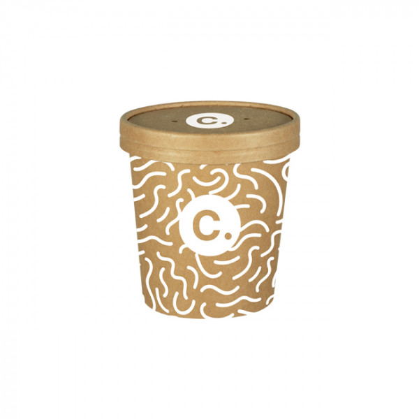 Pot à soupe personnalisé en carton avec couvercle 16 Oz - Impression jusqu'à 4 couleurs