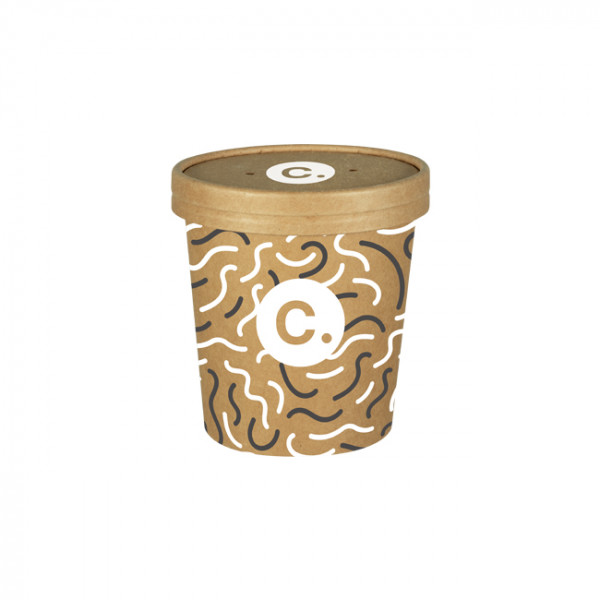 Pot à soupe personnalisé en carton avec couvercle 16 Oz - Impression jusqu'à 4 couleurs