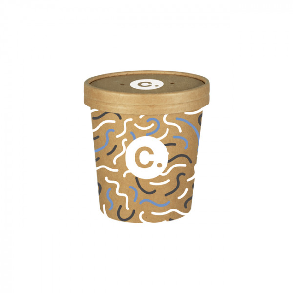 Pot à soupe personnalisé en carton avec couvercle 16 Oz - Impression jusqu'à 4 couleurs