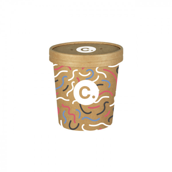 Pot à soupe personnalisé en carton avec couvercle 16 Oz - Impression jusqu'à 4 couleurs