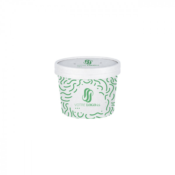 Pot à soupe personnalisé en carton avec couvercle 12 Oz - Impression jusqu'à 4 couleurs