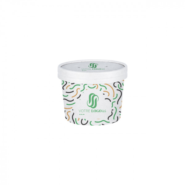 Pot à soupe personnalisé en carton avec couvercle 12 Oz - Impression jusqu'à 4 couleurs