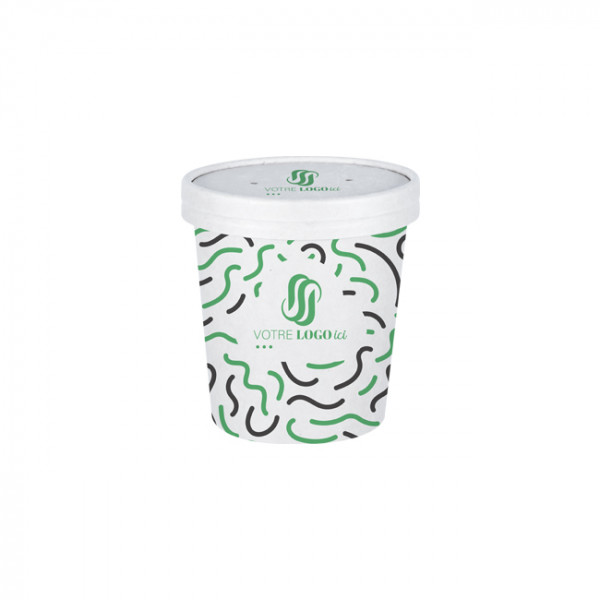 Pot à soupe personnalisé en carton avec couvercle 16 Oz - Impression jusqu'à 4 couleurs
