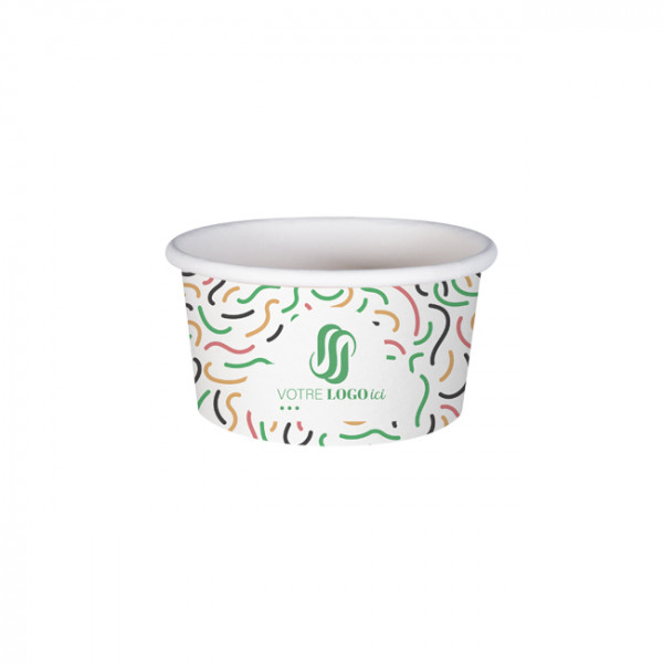 Pot à glace 6 Oz en carton personnalisé - Impression jusqu'à 4 couleurs