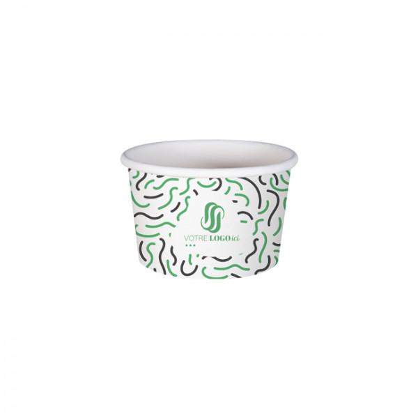 Pot à glace 4 Oz 100% carton 0% plastique personnalisé - Impression jusqu'à 4 couleurs