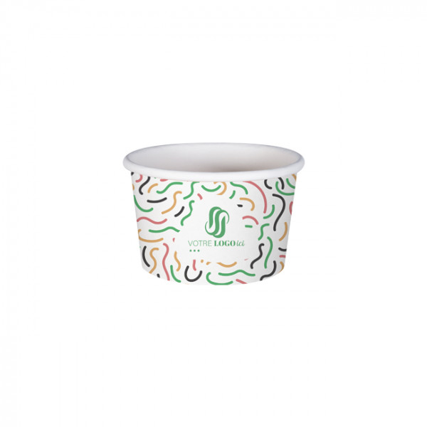 Pot à glace 4 Oz 100% carton 0% plastique personnalisé - Impression jusqu'à 4 couleurs
