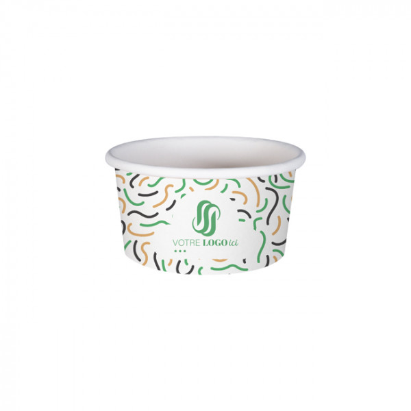 Pot à glace 6 Oz 100% carton 0% plastique personnalisé - Impression jusqu'à 4 couleurs