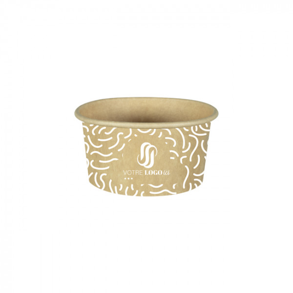 Pot à glace 6 Oz 100% carton 0% plastique personnalisé - Impression jusqu'à 4 couleurs