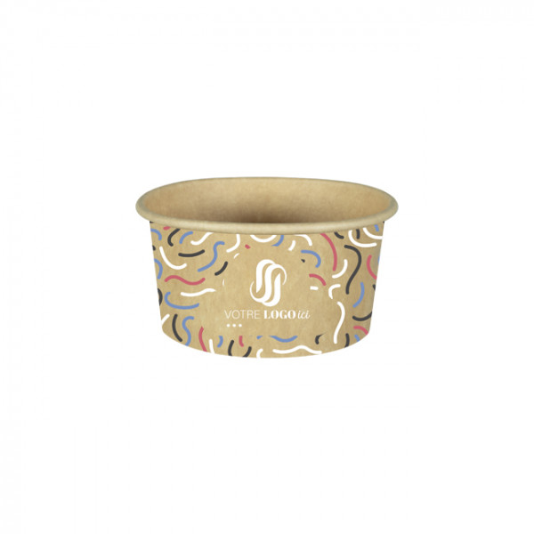 Pot à glace 6 Oz 100% carton 0% plastique personnalisé - Impression jusqu'à 4 couleurs